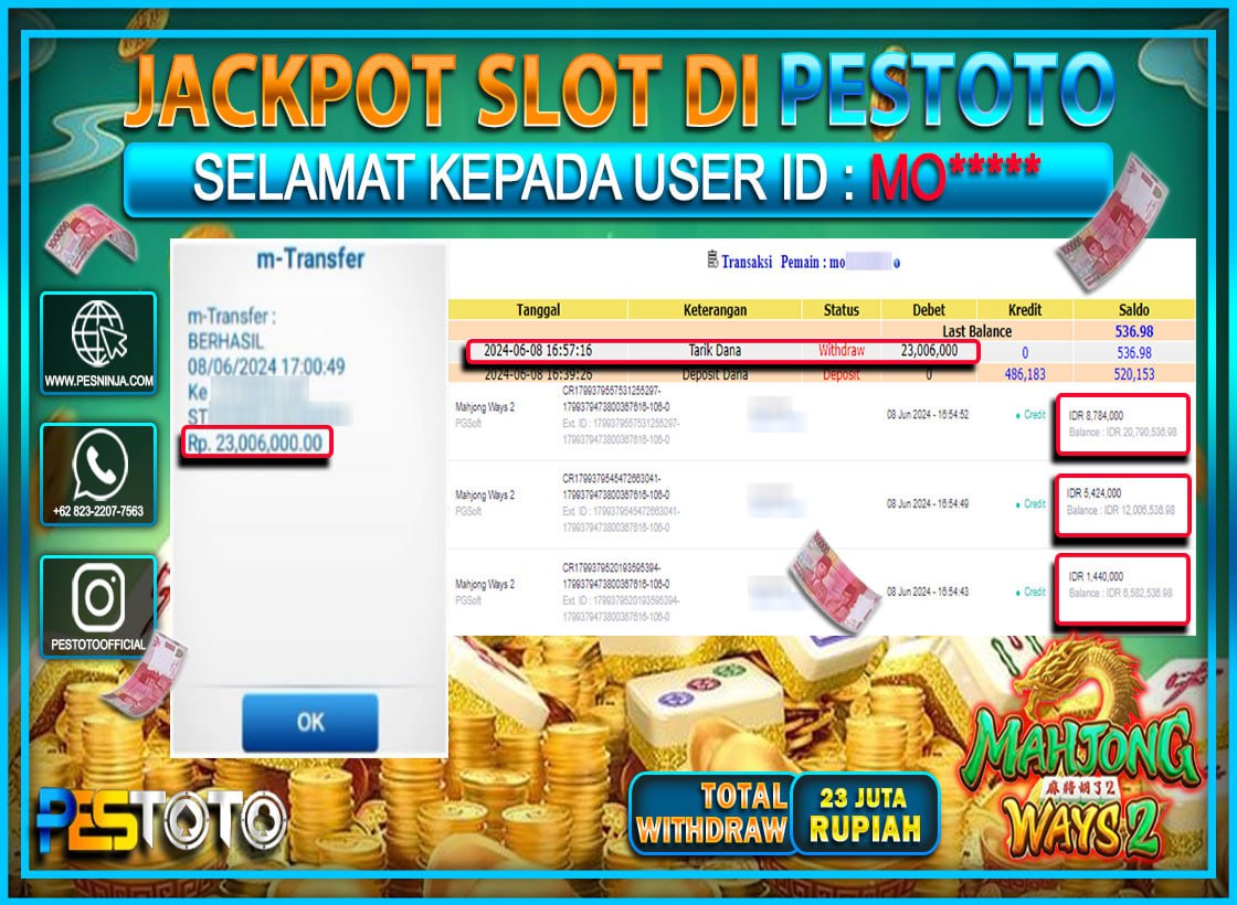 HANYA DI PESTOTO JP PASTI DI BAYAR LUNAS DAN CEPAT!!!!!! JP SLOT { MAHJONG WAYS 2 } Rp. 23.006.000 !!!!!