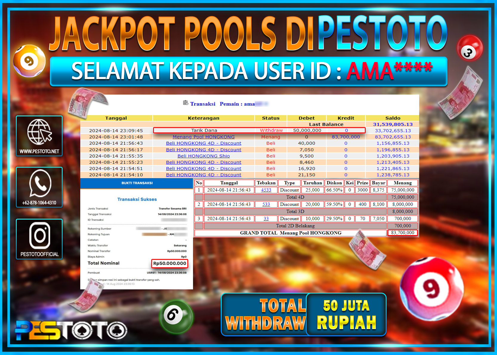 HANYA DI PESTOTO JP PASTI DI BAYAR LUNAS DAN CEPAT!!!!!! JP TOGEL { HONGKONG 4D } Rp. 23.000.000!!!!!