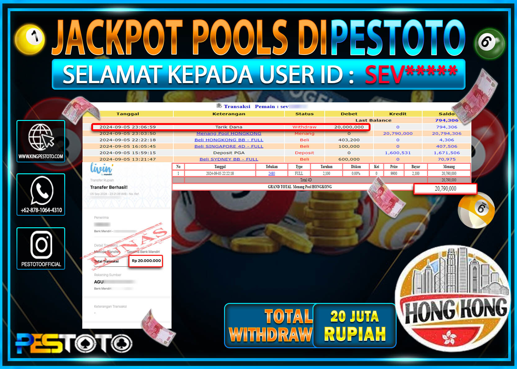 HANYA DI PESTOTO JP PASTI DI BAYAR LUNAS DAN CEPAT!!!!!! JP TOGEL { HONGKONG } Rp. 20.000.000!!!!!