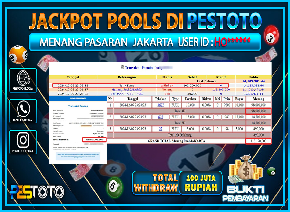 HANYA DI PESTOTO JP PASTI DI BAYAR LUNAS DAN CEPAT!!!!!! JP TOGEL { JAKARTA } Rp. 100.000.000!!!!!
