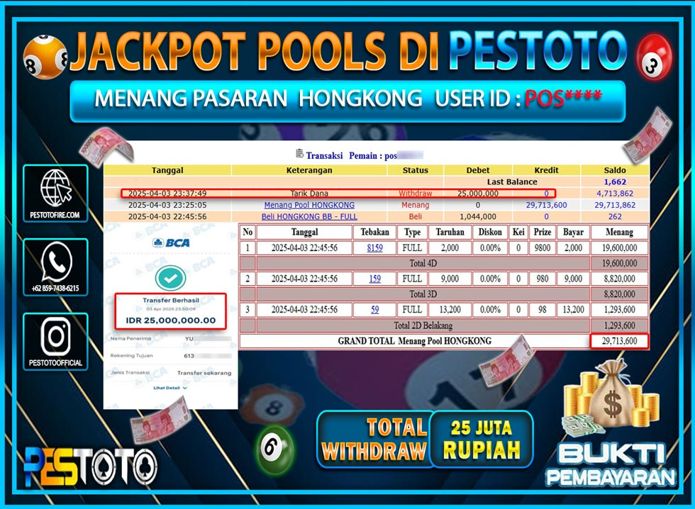 HANYA DI PESTOTO JP PASTI DI BAYAR LUNAS DAN CEPAT!!!!!! JP TOGEL { HONGKONG  } Rp. 25.000.000!!!!!