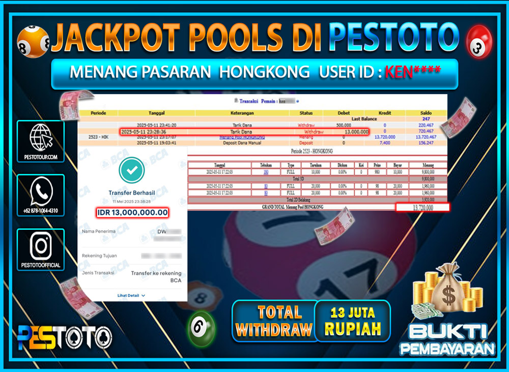 HANYA DI PESTOTO JP PASTI DI BAYAR LUNAS DAN CEPAT!!!!!! JP TOGEL { HONGKONG } Rp. 13.000.000!!!!!