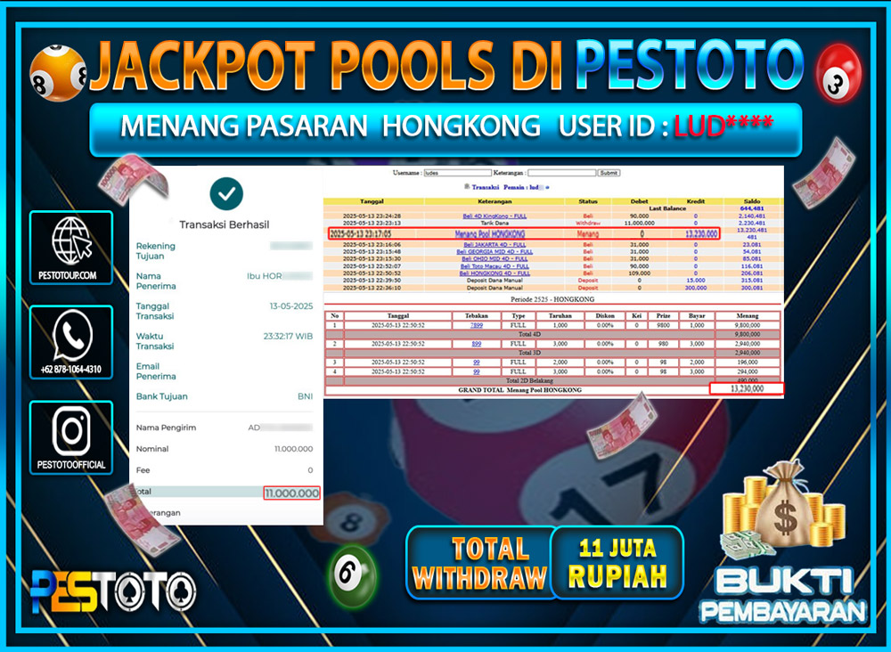 HANYA DI PESTOTO JP PASTI DI BAYAR LUNAS DAN CEPAT!!!!!! JP TOGEL { HONGKONG } Rp. 11.000.000!!!!!