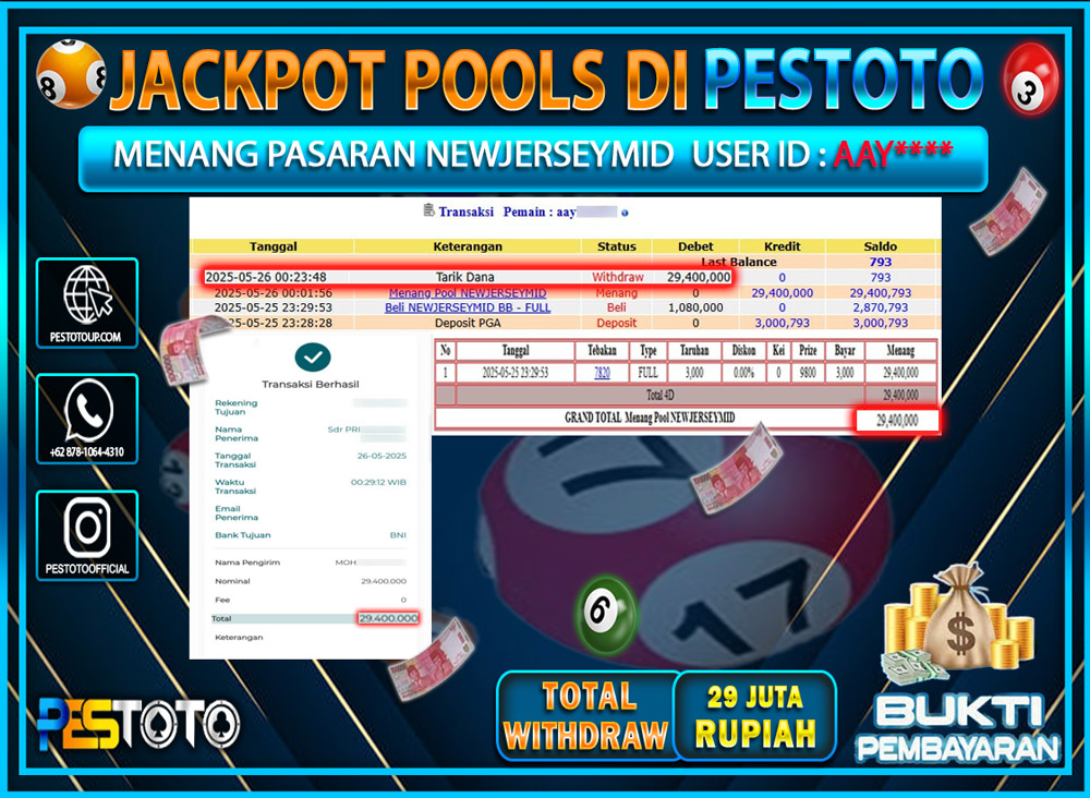 HANYA DI PESTOTO JP PASTI DI BAYAR LUNAS DAN CEPAT!!!!!! JP TOGEL { NEWJERSEYMID } Rp. 29.000.000!!!!!