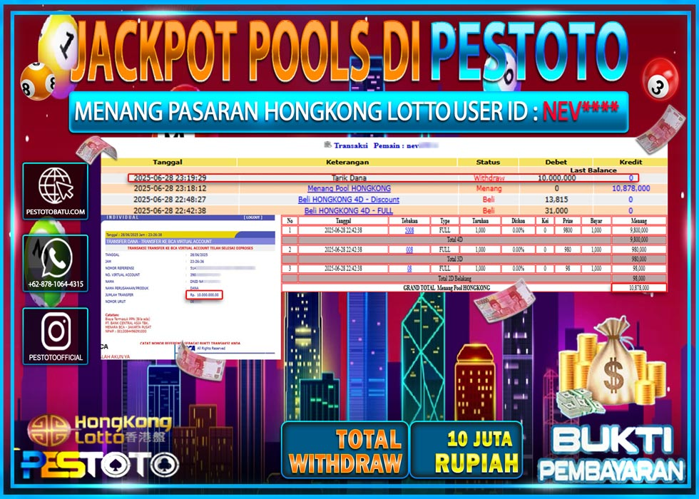 HANYA DI PESTOTO JP PASTI DI BAYAR LUNAS DAN CEPAT!!!!!! JP TOGEL { HONGKONG LOTTO } Rp. 10.000.000 !!!
