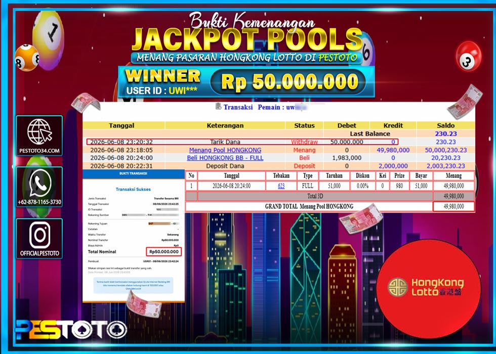 HANYA DI PESTOTO JP PASTI DI BAYAR LUNAS DAN CEPAT!! JP TOGEL { HONGKONG LOTTO } RP 50.000.000 !!!
